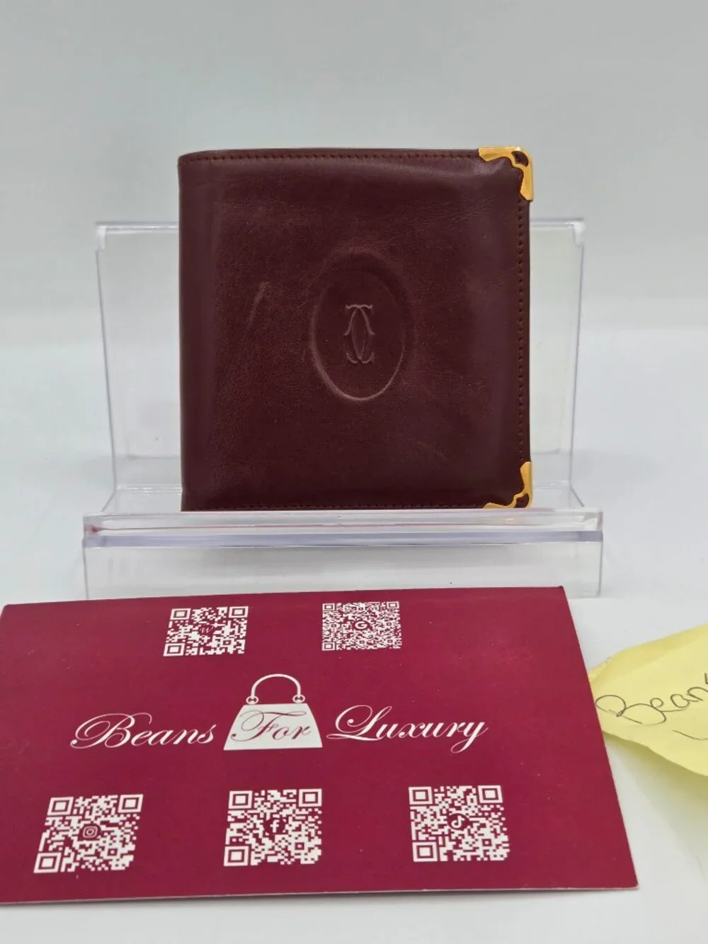 Vintage Must de Cartier Burgundy Leather Bifold Wallet | Coin Pocket | Gold